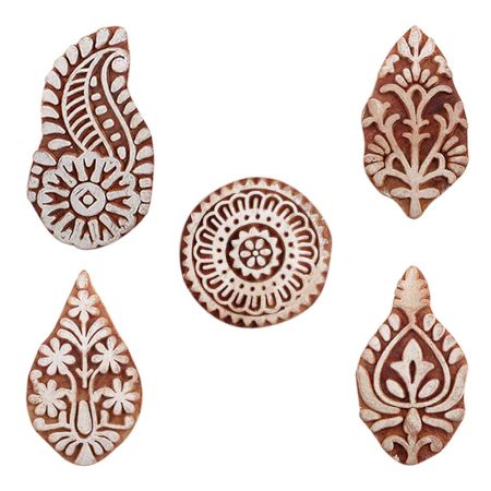 Set of 5 Piece New Mix Wooden Printing Blocks